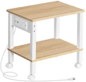 2-Tier Printer Stand with Charging Station, Under Desk Printer Table, Printer Cart with Storage Shelves, Shelf for Small Spaces, for Home Office, Natural WN38UPS01 2-Tier Printer Stand with Charging Station, Under Desk Printer Table, Printer Cart with Storage Shelves, Shelf for Small Spaces, for Home Office, Natural WN38UPS01