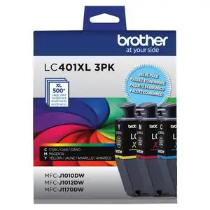 Genuine LC401XL 3PK High Yield 3-Pack Color -Ink -Cartridges Includes 1- -Cartridge Each of Cyan, Magenta and Yellow -Ink. Genuine LC401XL 3PK High Yield 3-Pack Color -Ink -Cartridges Includes 1- -Cartridge Each of Cyan, Magenta and Yellow -Ink.
