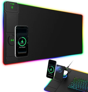 RGB Gaming Mouse Pad with Magnetic Wireless Charging & Foldable Phone Stand | 31.5"x11.8" XL Extended Mousepad with Stitched Edges, Ultra-Smooth Waterproof Surface, 25 Lighting Effects, Non-Slip Base RGB Gaming Mouse Pad with Magnetic Wireless Charging & Foldable Phone Stand | 31.5"x11.8" XL Extended Mousepad with Stitched Edges, Ultra-Smooth Waterproof Surface, 25 Lighting Effects, Non-Slip Base