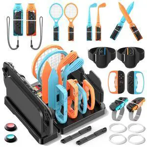 Switch 1/2 Sports Accessories Bundle with Organizer Station Compatible with Nintendo Switch Console & Joy-con, Storage and Organizer for Switch Sports Games, Family Sports Games Pack Accessories Kit Switch 1/2 Sports Accessories Bundle with Organizer Station Compatible with Nintendo Switch Console & Joy-con, Storage and Organizer for Switch Sports Games, Family Sports Games Pack Accessories Kit
