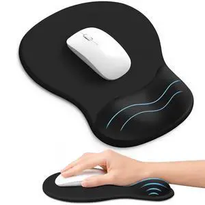 Ergonomic Mouse Pad with Wrist Rest, Gel Wrist Support, Black Ergonomic Mouse Pad with Wrist Rest, Gel Wrist Support, Black