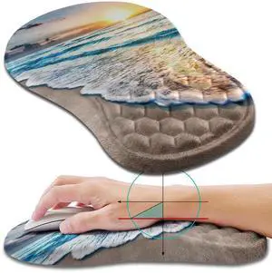 Ergonomic Mouse Pad Wrist Support, Wrist Rest Mousepad for Carpal Tunnel Pain Relief with Integrated Memory Foam Slope Massage Bulge (11.8x7.9 inch,Beach Sunset Ergonomic Mouse Pad Wrist Support, Wrist Rest Mousepad for Carpal Tunnel Pain Relief with Integrated Memory Foam Slope Massage Bulge (11.8x7.9 inch,Beach Sunset