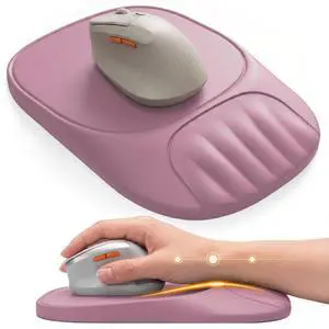 Ergonomic Mouse Pad with Wrist Rest, Sloped Memory Foam Mousepad with Wrist Support, Cooling Channels, Non-Slip Base, Smooth Lycra Surface for Office, Gaming & Home Desk (Dusty Rose) Ergonomic Mouse Pad with Wrist Rest, Sloped Memory Foam Mousepad with Wrist Support, Cooling Channels, Non-Slip Base, Smooth Lycra Surface for Office, Gaming & Home Desk (Dusty Rose)