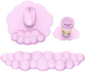 Cloud Mouse Pad with Wrist Rest, Cloud Keyboard Wrist Rest, Mouse Pad Wrist Support, Ergonomic Keyboard Mouse Wrist Support (Pink) Cloud Mouse Pad with Wrist Rest, Cloud Keyboard Wrist Rest, Mouse Pad Wrist Support, Ergonomic Keyboard Mouse Wrist Support (Pink)