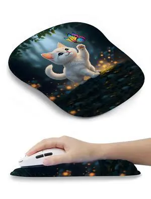 Adorable Kitty Cat Ergonomic Mouse Pad for Carpal Tunnel Pain Relief, 65% Usable Mouse Area, Memory Foam Concave Wrist Rest for Office, PC, Gaming Adorable Kitty Cat Ergonomic Mouse Pad for Carpal Tunnel Pain Relief, 65% Usable Mouse Area, Memory Foam Concave Wrist Rest for Office, PC, Gaming