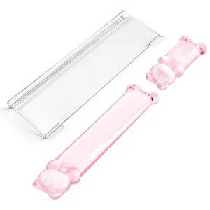 16.9inch Computer Keyboard Stand for Desktop, Gel Keyboard Wrist Rest Set for Ergonomic Typing, Comfort & Support for Office, Work, Gaming (Cute Pink Bear) 16.9inch Computer Keyboard Stand for Desktop, Gel Keyboard Wrist Rest Set for Ergonomic Typing, Comfort & Support for Office, Work, Gaming (Cute Pink Bear)
