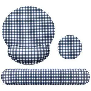 Wrist Rest Support for Mouse Pad&Keyboard Set, Navy Blue Gingham Checkered Circle Curved Ergonomic Mousepad&Coaster Non-Slip Base Design for Office Home Laptop Desktop Computer Keyboard Wrist Rest Support for Mouse Pad&Keyboard Set, Navy Blue Gingham Checkered Circle Curved Ergonomic Mousepad&Coaster Non-Slip Base Design for Office Home Laptop Desktop Computer Keyboard