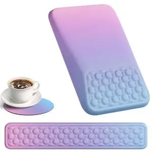 Keyboard Wrist Rest Pad for Computer, Ergonomic Large Mouse Pad with Wrist Support, Office Arm Rest, Purple Keyboard Wrist Rest Pad for Computer, Ergonomic Large Mouse Pad with Wrist Support, Office Arm Rest, Purple