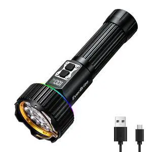 1700LM Rechargeable Flashlight with Spotlight, Floodlight & RGB 1700LM Rechargeable Flashlight with Spotlight, Floodlight & RGB