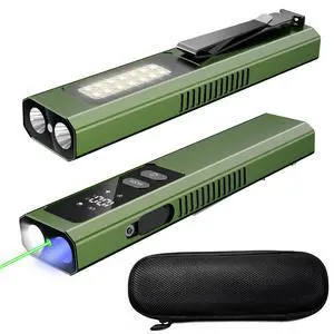 EDC Flashlight 4 in 1 Pocket Magnetic Slim Flat Flashlight High Lumens Work Light with Green Beam & UV Light & Warning Light Combo EDC Rechargeable LT-010 (Green) EDC Flashlight 4 in 1 Pocket Magnetic Slim Flat Flashlight High Lumens Work Light with Green Beam & UV Light & Warning Light Combo EDC Rechargeable LT-010 (Green)