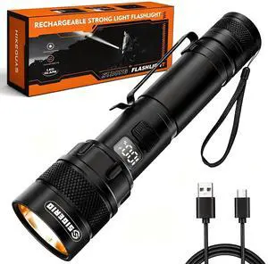 Rechargeable Flashlight High Lumens, Super Bright LED Flash Light with 4 Modes,Long Lasting 12H, LCD Power Display, IP54 USB-C Handheld linternas with Metal Clip for Home Emergencies Camping and Work Rechargeable Flashlight High Lumens, Super Bright LED Flash Light with 4 Modes,Long Lasting 12H, LCD Power Display, IP54 USB-C Handheld linternas with Metal Clip for Home Emergencies Camping and Work