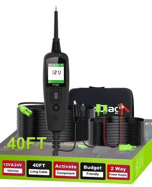 Circuit Tester Automotive, Power Circuit Probe Tester, Test Light Automotive with 40FT Cable, Car Fuse Tester, AC DC 12V 24V Car Diagnostic Tool, P100 Circuit Tester Automotive, Power Circuit Probe Tester, Test Light Automotive with 40FT Cable, Car Fuse Tester, AC DC 12V 24V Car Diagnostic Tool, P100