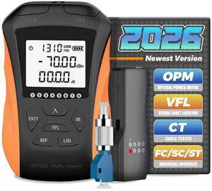 Optical Power Meter with Visual Fault Locator, Fiber Light Meter with Cable Tester Function and Li-ion Battery USB Charge for FC/SC/ST Universal Interface Optical Power Meter with Visual Fault Locator, Fiber Light Meter with Cable Tester Function and Li-ion Battery USB Charge for FC/SC/ST Universal Interface