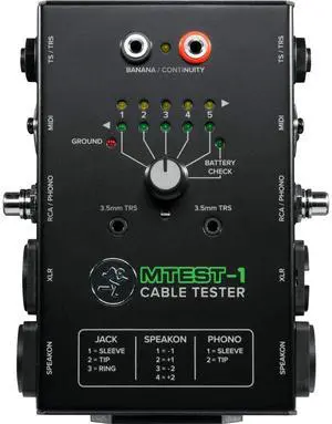 Cable Tester, 5-Way Switch Battery-Powered Connector Test, Black, (MTest-1) Cable Tester, 5-Way Switch Battery-Powered Connector Test, Black, (MTest-1)