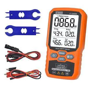 FT-2000W Solar Panel Tester MPPT Meter - 2000W Max Power, 150V/35A PV Module Tester for Voc/Isc, Open Circuit Voltage & Short Circuit Current, with Backlight & Data Hold FT-2000W Solar Panel Tester MPPT Meter - 2000W Max Power, 150V/35A PV Module Tester for Voc/Isc, Open Circuit Voltage & Short Circuit Current, with Backlight & Data Hold