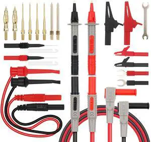 27-Piece Multimeter Test Leads Set, CAT.III 1000V / CAT.IV 600V Multimeter Probes with Alligator Clips, Needle Probe, Replaceable Probe Accessories, Soft PVC Volt Meter Lead 27-Piece Multimeter Test Leads Set, CAT.III 1000V / CAT.IV 600V Multimeter Probes with Alligator Clips, Needle Probe, Replaceable Probe Accessories, Soft PVC Volt Meter Lead