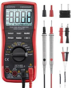Digital Multimeter, True RMS 6000 Counts Auto-Ranging Volt Meter for Automotive & Home Electrical Troubleshooting, AC/DC Voltage Current Resistance Continuity Capacitance Temp Tester, Black Digital Multimeter, True RMS 6000 Counts Auto-Ranging Volt Meter for Automotive & Home Electrical Troubleshooting, AC/DC Voltage Current Resistance Continuity Capacitance Temp Tester, Black