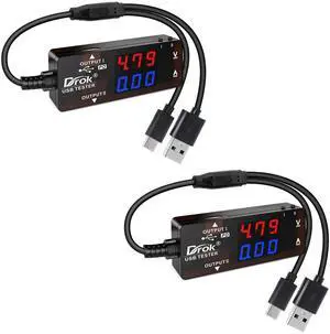 USB Tester 2pcs, USB-A USB-C 2.0 Multimeter Dual USB Ports PD QC 3.0 with Color LED Display Battery Charger Monitor, 7 Modes Capacity Voltage Current Power for Laptop Power Bank Solar Panel USB Tester 2pcs, USB-A USB-C 2.0 Multimeter Dual USB Ports PD QC 3.0 with Color LED Display Battery Charger Monitor, 7 Modes Capacity Voltage Current Power for Laptop Power Bank Solar Panel