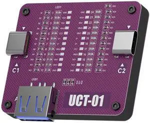 USB Cable Tester, USB C Cable Tester and Analyzer, LED Continuity Tester Wire Checker for Type-C & USB-A Charging Cord Data Wire Pinout, Purple Kit with 3 Batteries USB Cable Tester, USB C Cable Tester and Analyzer, LED Continuity Tester Wire Checker for Type-C & USB-A Charging Cord Data Wire Pinout, Purple Kit with 3 Batteries