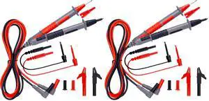 Soft Silicone Electrician Test Leads Kit CAT III 1000V & CAT IV 600V with Alligator Clips and Needle Probe for Fluke/AstroAI/INNOVA Multimeter Electronic Clamp Meter 9PCS (Pack of 2) Soft Silicone Electrician Test Leads Kit CAT III 1000V & CAT IV 600V with Alligator Clips and Needle Probe for Fluke/AstroAI/INNOVA Multimeter Electronic Clamp Meter 9PCS (Pack of 2)