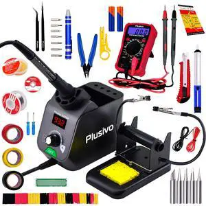 Soldering Iron Station Kit Digital Display Helping Hands 60 W 5 pcs Solder Tips, Solder Wire, Digital Multimeter °C/ºF Conversion, Standby/Sleep Mode, Calibration Support for Electricians from Soldering Iron Station Kit Digital Display Helping Hands 60 W 5 pcs Solder Tips, Solder Wire, Digital Multimeter °C/ºF Conversion, Standby/Sleep Mode, Calibration Support for Electricians from