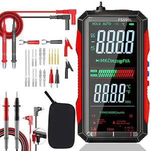 FS899L Digital Multimeter, 2026 Upgraded, 6000 Counts True RMS, Auto-Ranging, AC/DC Voltage, NCV, Capacitance Tester, Color Screen, USB-C Rechargeable, with 22pcs Silicone Test Leads Kit FS899L Digital Multimeter, 2026 Upgraded, 6000 Counts True RMS, Auto-Ranging, AC/DC Voltage, NCV, Capacitance Tester, Color Screen, USB-C Rechargeable, with 22pcs Silicone Test Leads Kit