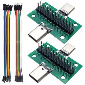 2 Pcs USB 3.1 Type-C Male to Male Test Board with PCB Board 24 Pins 2.54 mm Double-Sided Socket with pin Header Connector,Dupont Wire for Date Line Wire Cable Transfer 2 Pcs USB 3.1 Type-C Male to Male Test Board with PCB Board 24 Pins 2.54 mm Double-Sided Socket with pin Header Connector,Dupont Wire for Date Line Wire Cable Transfer