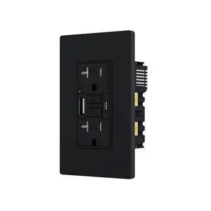 20AMP GFCI Outlet with Type A & Type C USB Charging Ports, Self-Test, LED Indicator, Tamper Resistant, GFCI Receptacle Outlet, Screwless Wall Plate Include, ETL Listed, Black 20AMP GFCI Outlet with Type A & Type C USB Charging Ports, Self-Test, LED Indicator, Tamper Resistant, GFCI Receptacle Outlet, Screwless Wall Plate Include, ETL Listed, Black