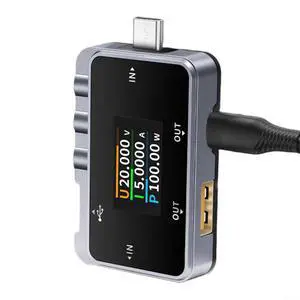 FNAC-28 USB Tester Digital Voltmeter and Ammeter with 1.06-Inch Color Display, 4-24V Voltage, 0-6.5A Current, USB-A/Type-C Ports FNAC-28 USB Tester Digital Voltmeter and Ammeter with 1.06-Inch Color Display, 4-24V Voltage, 0-6.5A Current, USB-A/Type-C Ports