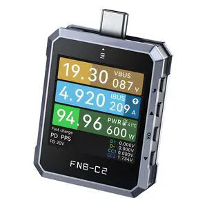 FNB-C2 USB Tester, USB-C Fast Charging Tester 4-50V 6.5A Digital Ammeter Voltmeter Voltage Current Meter FNB-C2 USB Tester, USB-C Fast Charging Tester 4-50V 6.5A Digital Ammeter Voltmeter Voltage Current Meter