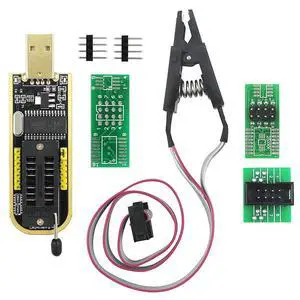 SOP8 SOIC8 Test Clip and CH341A USB Programmer Flash for Most of 24 25 Series BIOS Chip with PDF Tutorial SOP8 SOIC8 Test Clip and CH341A USB Programmer Flash for Most of 24 25 Series BIOS Chip with PDF Tutorial