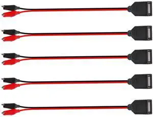 5pcs USB Female to Alligator Clip Adapter Cable Alligator Clip Jumper Probe Test Wire 24AWG Adapter Red and Black for Testing The Circuit 5pcs USB Female to Alligator Clip Adapter Cable Alligator Clip Jumper Probe Test Wire 24AWG Adapter Red and Black for Testing The Circuit