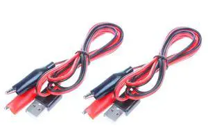Alligator Clip to USB Male Test Wire Adapter Red Black Wire Alligator Clip Test Cable 3.2ft (Pack of 2) Alligator Clip to USB Male Test Wire Adapter Red Black Wire Alligator Clip Test Cable 3.2ft (Pack of 2)