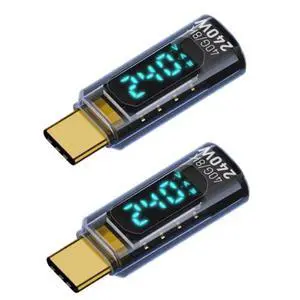 USB C 8K 40Gbps Mini Digital Meter USB 4.0 Type-C Extension Adapter Display Voltage Current Power 240W Color Blue- 2 pcs USB C 8K 40Gbps Mini Digital Meter USB 4.0 Type-C Extension Adapter Display Voltage Current Power 240W Color Blue- 2 pcs