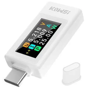USB C Tester Voltage and Current Tester Meter Voltmeter Power Bank Capacity USB Cable Charger Detector with Manual KWS-1902L White USB C Tester Voltage and Current Tester Meter Voltmeter Power Bank Capacity USB Cable Charger Detector with Manual KWS-1902L White