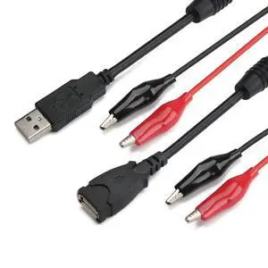 18 AWG USB to Alligator Clips with Wires - USB Male to Female Ports Test Leads with Alligator Clips Electrical Testing 13.35 inches 3-5A 18 AWG USB to Alligator Clips with Wires - USB Male to Female Ports Test Leads with Alligator Clips Electrical Testing 13.35 inches 3-5A