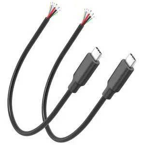 6 Pin USB C DIY Full Featured Bare Wire Repair Cable 5A USB Type C Male 6 Core Charging Data Extension Pigtail Cable Plug 480Mbps CC1+CC2, for DIY Repair R&D Testing, 30cm/11.8in, 2Pcs 6 Pin USB C DIY Full Featured Bare Wire Repair Cable 5A USB Type C Male 6 Core Charging Data Extension Pigtail Cable Plug 480Mbps CC1+CC2, for DIY Repair R&D Testing, 30cm/11.8in, 2Pcs