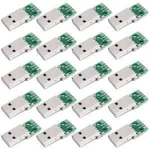 20Pcs USB-A Male DIP Breakout Board 2.54mm Pitch PCB Test Module 20Pcs USB-A Male DIP Breakout Board 2.54mm Pitch PCB Test Module