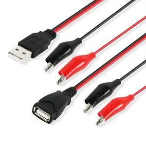 Alligator Clip Jumper Probe to USB Male and Female Test Wre 18AWG Adapter Red and Black Wire Alligator Clip Test Wire 50 cm for Testing the Circuit Alligator Clip Jumper Probe to USB Male and Female Test Wre 18AWG Adapter Red and Black Wire Alligator Clip Test Wire 50 cm for Testing the Circuit