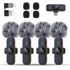 4 Mini Microphone Wireless Microphones Systems for iPhone Android Phone Pad Computer, Pro Clip On Small Lavalier Lapel Mics Tiny for Content Creators Video Recording Vlogging, 48KHz 24Bit 4 Mini Microphone Wireless Microphones Systems for iPhone Android Phone Pad Computer, Pro Clip On Small Lavalier Lapel Mics Tiny for Content Creators Video Recording Vlogging, 48KHz 24Bit
