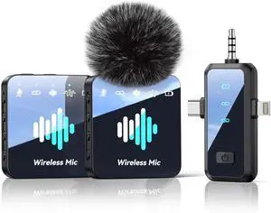 Wireless Microphone for iPhone: 40dB Noise Canceling Mini Mic with 20Hz-20kHz Audio, 328ft Range, 20H Battery, 3-in-1 Lavalier Microphone for Video Recording Wireless Microphone for iPhone: 40dB Noise Canceling Mini Mic with 20Hz-20kHz Audio, 328ft Range, 20H Battery, 3-in-1 Lavalier Microphone for Video Recording