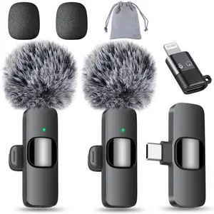 Wireless Lavalier Microphone for iPhone & Android Phone - Lapel Mini Microphones for Audio Video Recording - 2 Clip on Content Creator Mics for Tiktok YouTube Vlog Wireless Lavalier Microphone for iPhone & Android Phone - Lapel Mini Microphones for Audio Video Recording - 2 Clip on Content Creator Mics for Tiktok YouTube Vlog