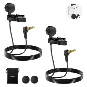 ø9.7mm Lavalier Microphone (2 Pack), 3.5mm TRS Clip On Lapel Wired Omnidirectional Condenser Lav Mic with 1.5m Cable & Windscreen for Video Recording, Vlogging, Filming, LM10 ø9.7mm Lavalier Microphone (2 Pack), 3.5mm TRS Clip On Lapel Wired Omnidirectional Condenser Lav Mic with 1.5m Cable & Windscreen for Video Recording, Vlogging, Filming, LM10