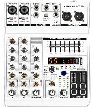 4-Channel Bluetooth Audio Mixer with 99 DSP Effects & 48V Phantom Power 4-Channel Bluetooth Audio Mixer with 99 DSP Effects & 48V Phantom Power