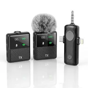 Wireless Lavalier Microphone, 3 in 1 Plug Play Lapel Mic for iPhone/Android/Camera, Noise Cancelling, Mini Compact Lavalier Mic for Vlog, YouTube, TikTok, Live Streaming, Record Interview Wireless Lavalier Microphone, 3 in 1 Plug Play Lapel Mic for iPhone/Android/Camera, Noise Cancelling, Mini Compact Lavalier Mic for Vlog, YouTube, TikTok, Live Streaming, Record Interview