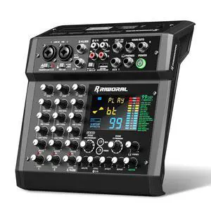 6 Channel Audio Interface Mixer Sound Board 99 DSP Digital Effects With 48khz/24bit Bluetooth USB Rac Interface As Mp3 Player Audio Mixer Feet Switch On/off For Karaoke Dj Studio Streaming Recording 6 Channel Audio Interface Mixer Sound Board 99 DSP Digital Effects With 48khz/24bit Bluetooth USB Rac Interface As Mp3 Player Audio Mixer Feet Switch On/off For Karaoke Dj Studio Streaming Recording
