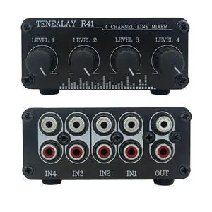 4-Channel RCA Audio mixer Stereo line levels control Box mini passive mixer R41 4-Channel RCA Audio mixer Stereo line levels control Box mini passive mixer R41