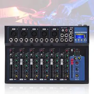 7 Channel Audio Mixer, Bluetooth Portable Audio Mixer w/USB DJ Sound Mixing Console MP3 Jack 48V Power for Computer Recording, Sounds Mixer Board For Studio Recording 7 Channel Audio Mixer, Bluetooth Portable Audio Mixer w/USB DJ Sound Mixing Console MP3 Jack 48V Power for Computer Recording, Sounds Mixer Board For Studio Recording