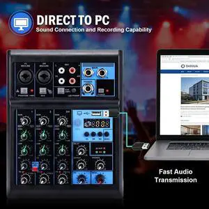 Professional 4 Channel Mixer with Bluetooth, USB Recording & 48V Phantom Power Studio & Live Sound Console for DJ, Karaoke & Streaming Professional 4 Channel Mixer with Bluetooth, USB Recording & 48V Phantom Power Studio & Live Sound Console for DJ, Karaoke & Streaming
