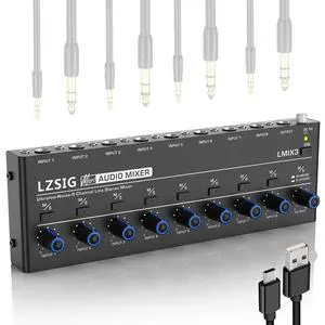 Mini Audio Mixer, Ultra Low-Noise, 8-Channel, 8 IN 1 OUT Mini Audio Mixer, Ultra Low-Noise, 8-Channel, 8 IN 1 OUT